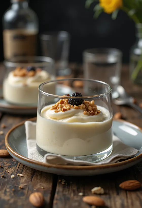 Panna cotta s bademovim mlijekom u čaši