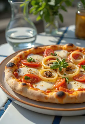 Pizza Pugliese s crvenim lukom i inćunima