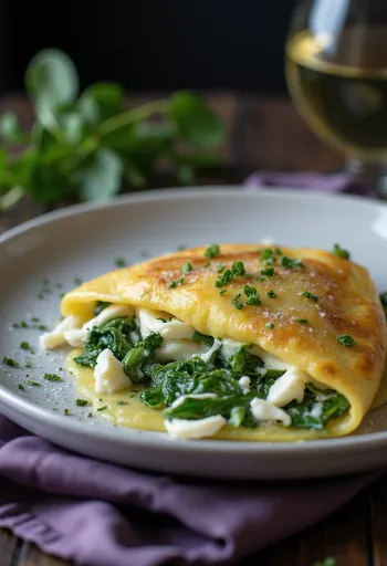 Palačinke sa špinatom i ricottom na tanjuru