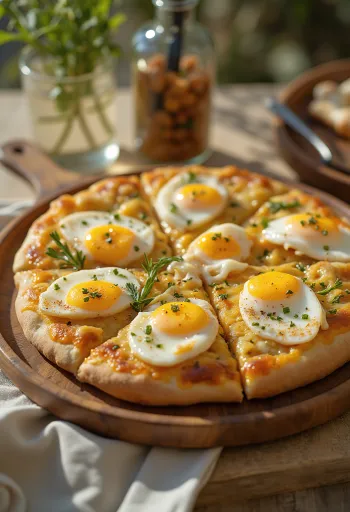 Pizza Sabich servirana