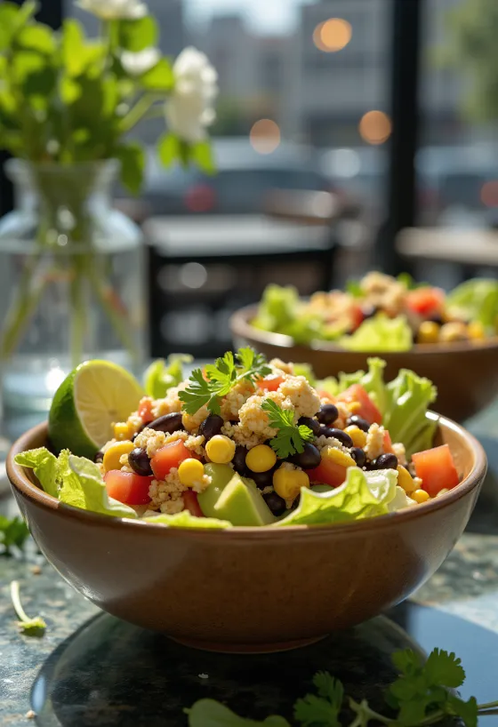 Veganska taco salata s tortilla čipsom i povrćem