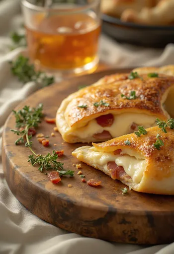 Calzone s vrhnjem i slaninom servirano