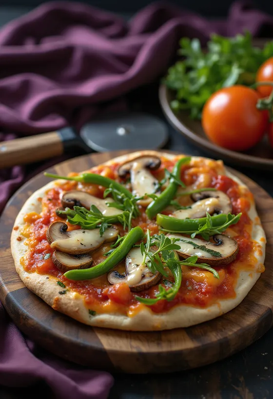 Veganska tortilla pizza sa svježim povrćem i rikolom