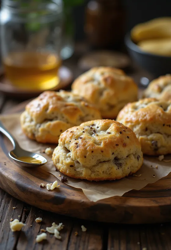Scones s chia sjemenkama i bananom posluženi