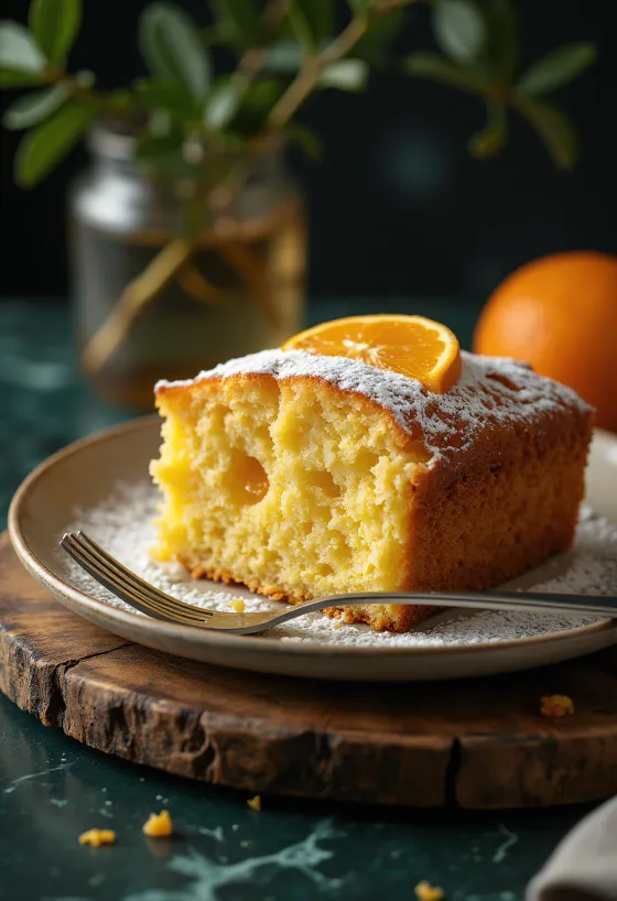 Kriške torte od naranče i meda na tanjuru