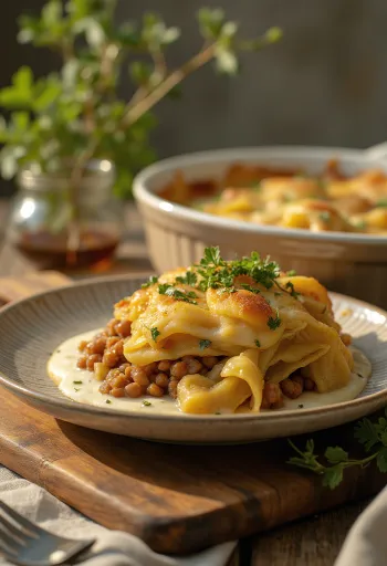 Poslužen začinjeni složenac od kelja s lećom