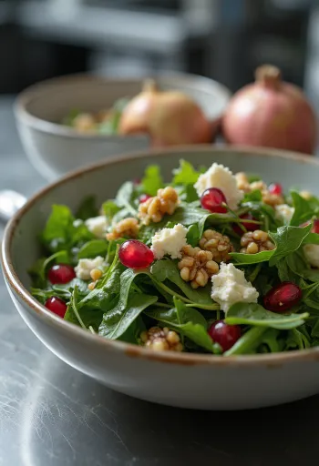 Salata od rikule s narom, feta sirom i orasima