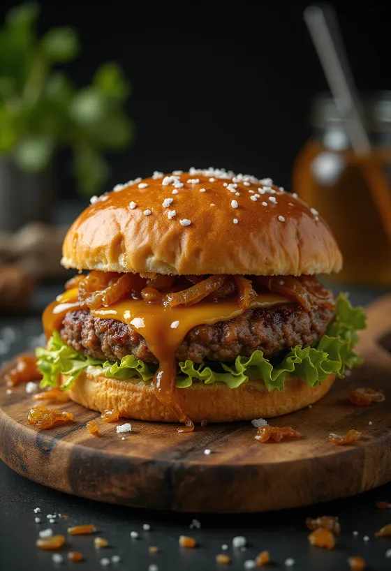Burger sa slanom karamelom i topljenim sirom