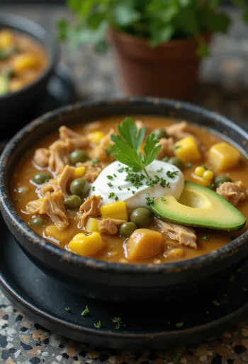 Ajiaco s kiselim vrhnjem, bogata, kremasta juha s piletinom, krumpirom i vrhnjem