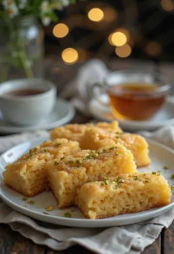 Revani s integralnim brašnom, mekani, zlatnosmeđi kolač sa sirupom