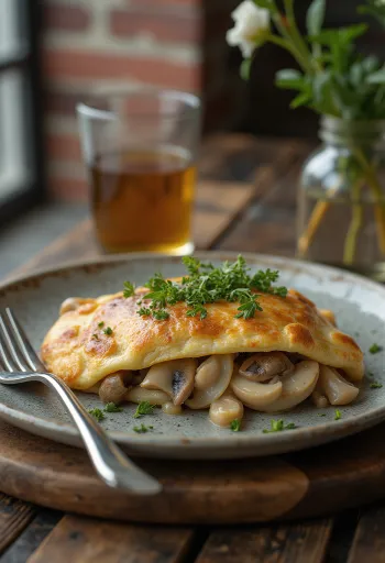 Calzone s vrhnjem, gljivama i lukom svježe pečen