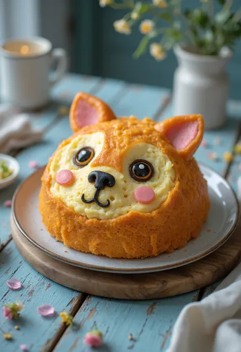 Torta u obliku životinje s fondantom i ukrasom od čokoladnih strugotina