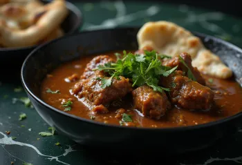 Nihari s govedinom, kuhan u bogatom začinjenom umaku, ukrašen svježim korijanderom