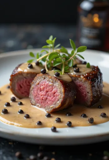 File emua s umakom od papra poslužen s povrćem.