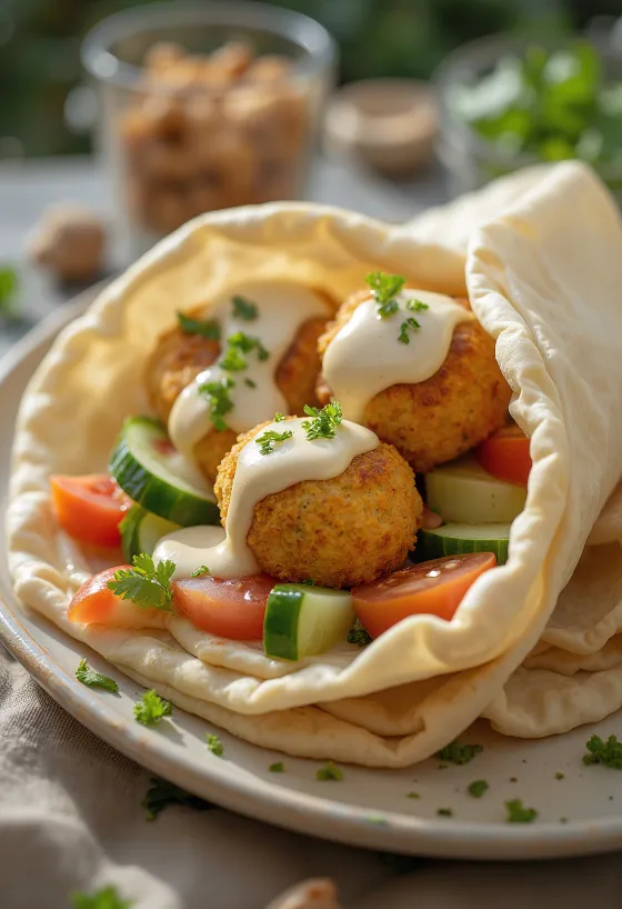 Falafel u piti sa svježim povrćem i tahini umakom