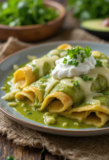 Enchilada verde servirana
