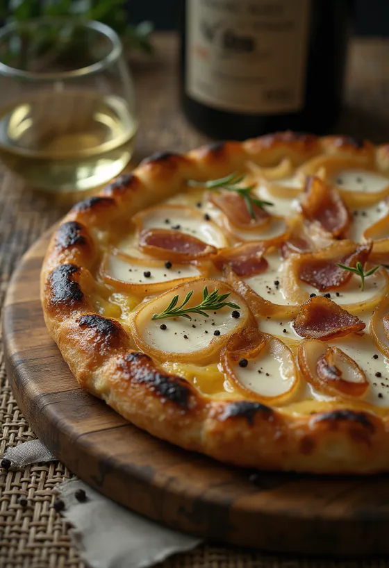 Tarte flambée s kiselim vrhnjem, lukom i slaninom