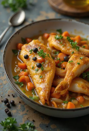 Escabeche riba poslužena s povrćem