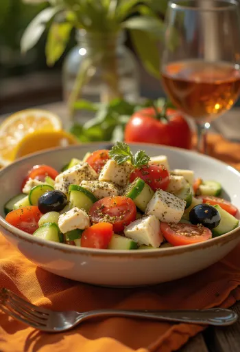 Grčka salata s prženim kockicama tofua