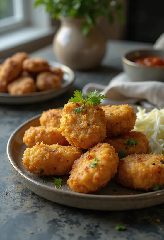 Korokke s pirjanim gljivama, svježe poslužen
