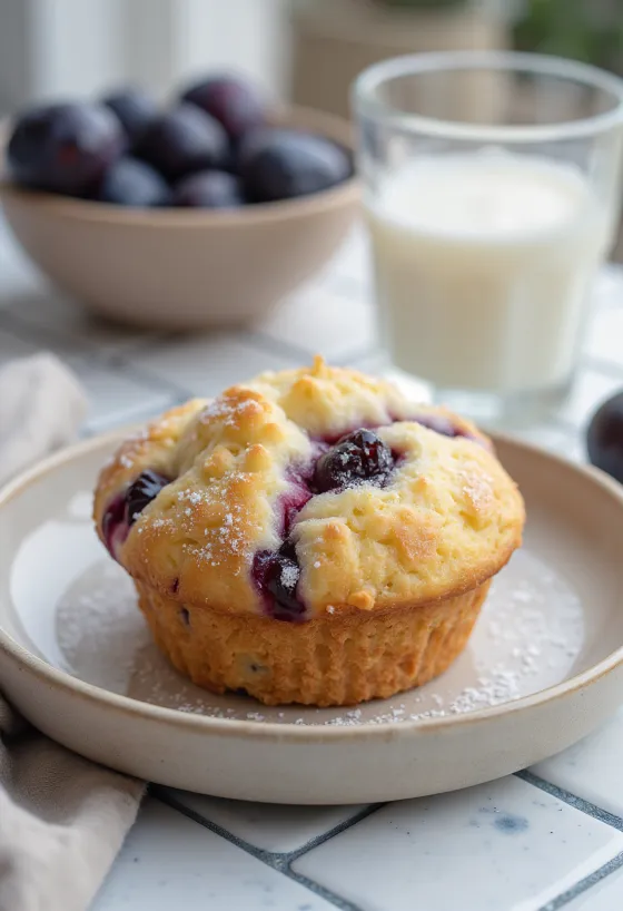 Muffini sa šljivama posluženi na tanjuru