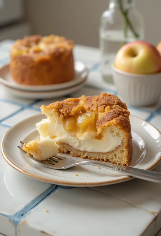 Torta od svježeg sira s jabukama i cimetom ukrašena jabukama i cimetom