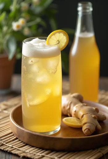Pivo od đumbira posluženo s limunom i ledom