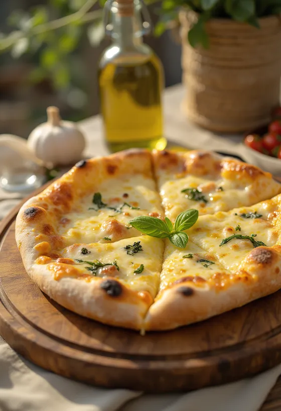 Svježe pečena pizza s češnjakom