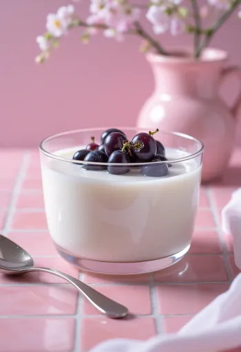 Probiotički kefir od crnog grožđa ukrašen mentom u čaši