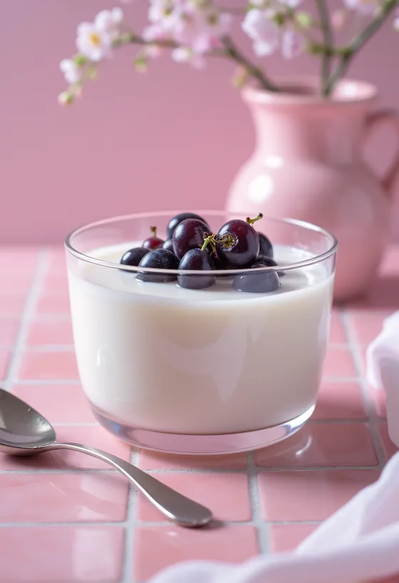 Probiotički kefir od crnog grožđa ukrašen mentom u čaši