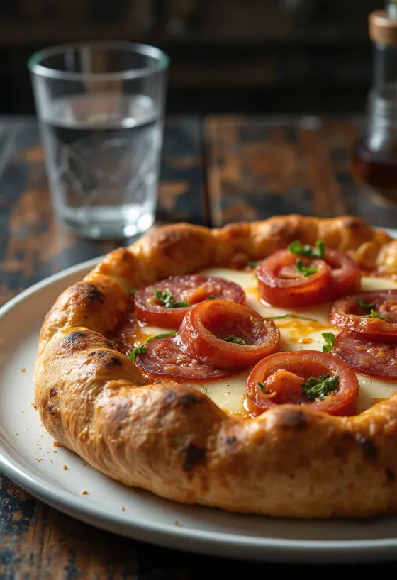 Diavola pizza s punjenim rubom i začinjenom salamom