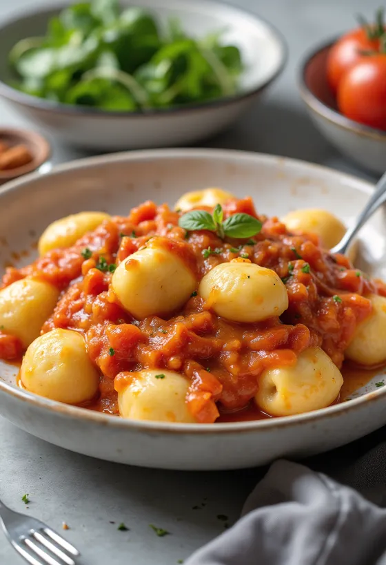 Tanjur veganskih njoka s umakom od rajčice