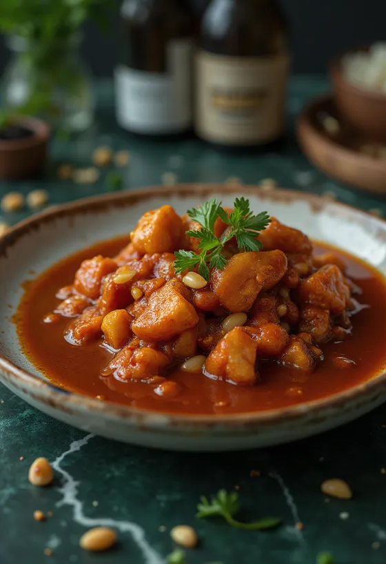 Curry barbecue umak s đumbirom serviran