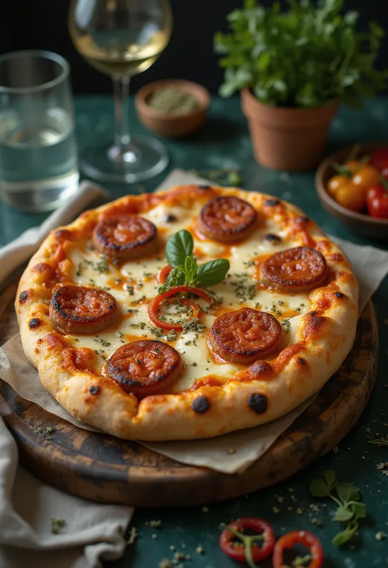 Veganska Diavola pizza s biljnom kobasicom i čilijem
