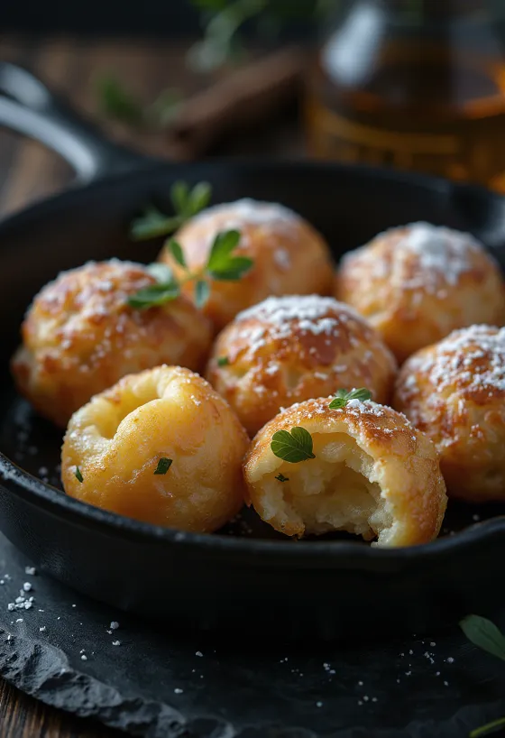 Bezglutenski Æbleskiver, zlatno smeđi, s mekom unutrašnjošću i hrskavom koricom
