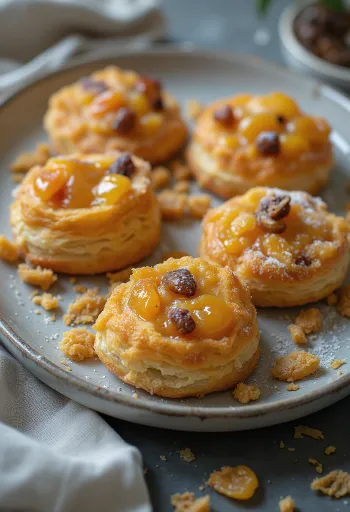 Eccles kolač s marelicama, u hrskavom lisnatom tijestu, svježe pečen