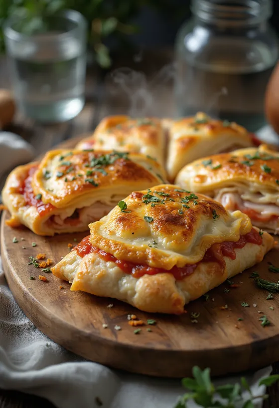 Zlatnosmeđe pečen calzone s puretinom