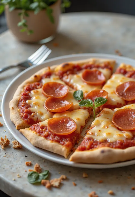 Veganska pepperoni pizza sa sirom na biljnoj bazi i kobasicom