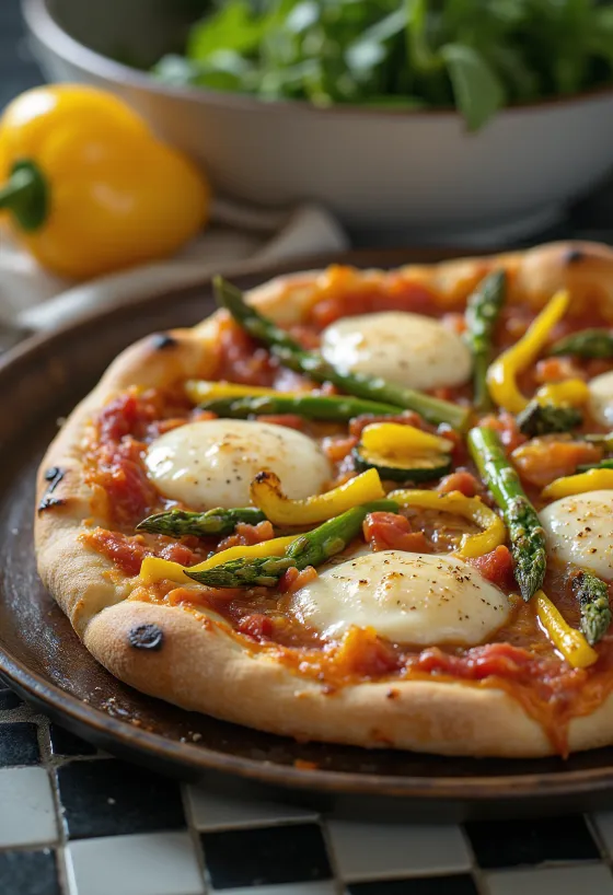 Pizza Primavera s proljetnim povrćem i bosiljkom