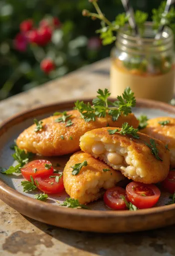 Acarajé s vinaigretteom, ukrašen svježim korijanderom