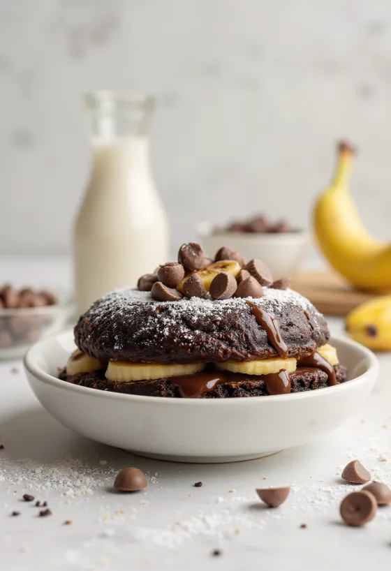 Čokoladne krafne s bananom servirane
