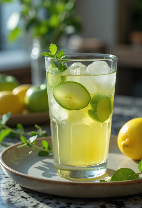 Ledeni cider sa zelenom jabukom svježe serviran