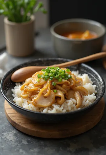 Negi-miso Oyakodon s mladim lukom i misom u zdjeli