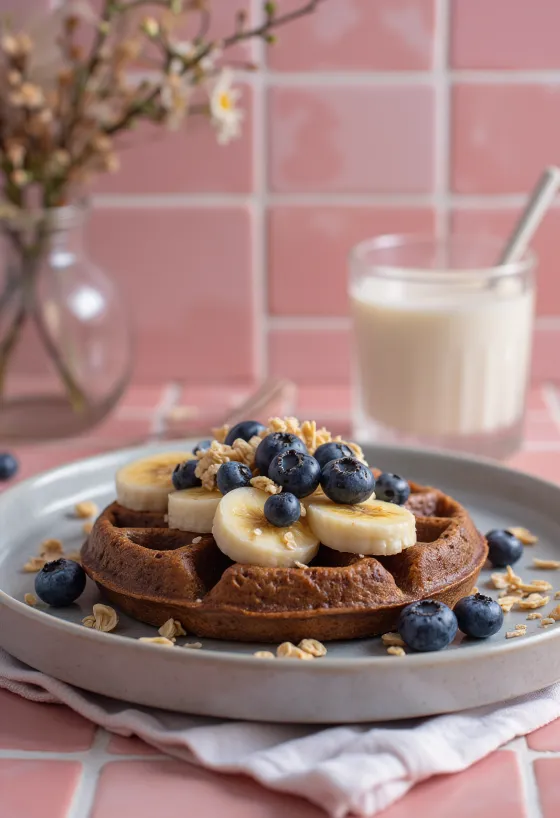 Superfood vafli posluženi s borovnicama i bademima