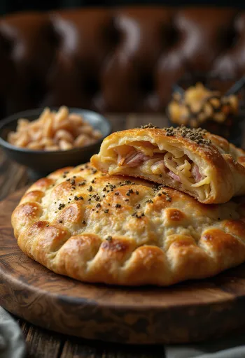 Calzone s dimljenom koljenicom i kiselim kupusom svježe pečen