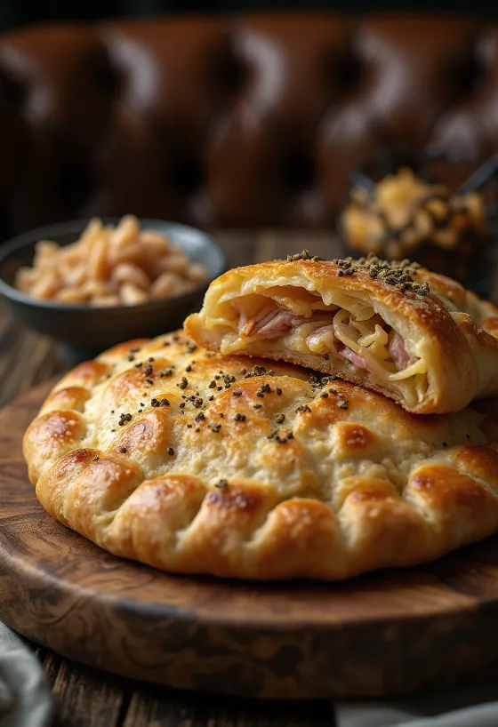 Calzone s dimljenom koljenicom i kiselim kupusom svježe pečen
