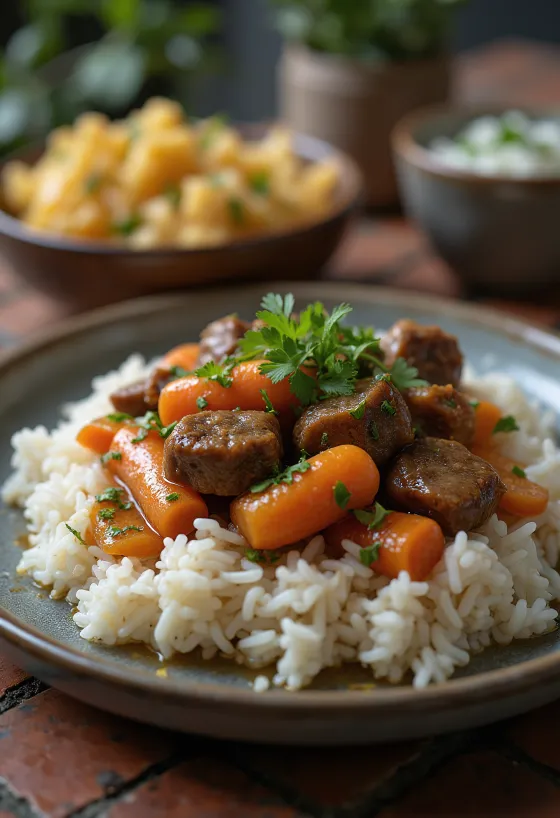 Bò kho goveđa juha, poslužena s rižom