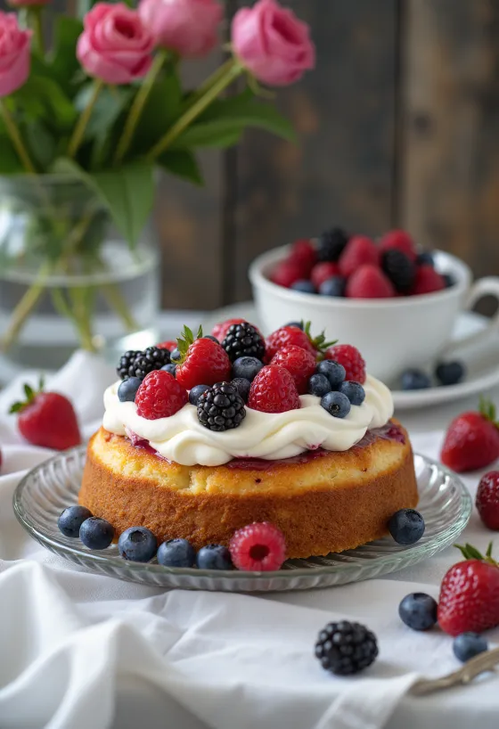 Torta od bobičastog voća poslužena