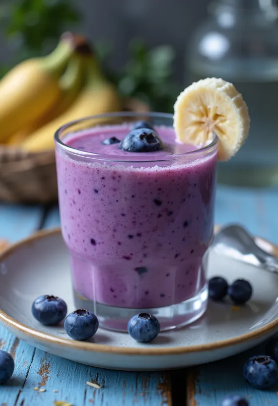 Smoothie od borovnice poslužen u čaši