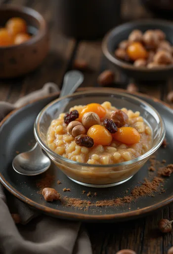 Aşure s lješnjacima, turska slastica, u zdjelici